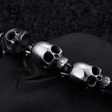 Men's Punk Stainless Steel Skull Charm Bracelet 20.5cm Biker Gothic Jewelry