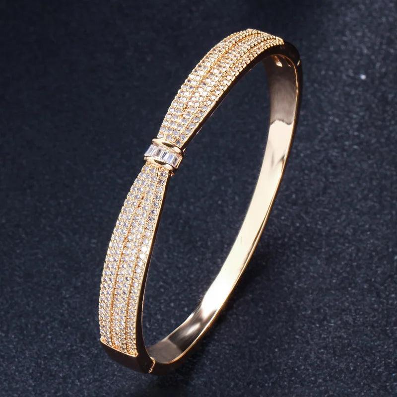 CWWZircons CZ Stones Yellow Round Open Cuff Bangles Jewelry BG018