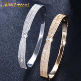 CWWZircons CZ Stones Yellow Round Open Cuff Bangles Jewelry BG018
