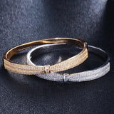 CWWZircons CZ Stones Yellow Round Open Cuff Bangles Jewelry BG018