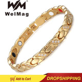 Welmag Female Therapy Bracelet Zircon Magnetic Charm Bracelet Crystal Jewelry