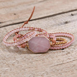 Pink Natural Stone 5 Wraps Bracelet Boho Style