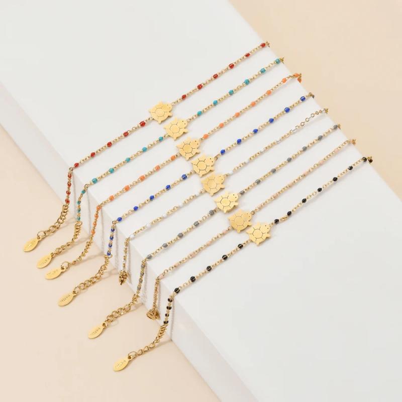 Boho Beads Turtle Charm Chain Bracelet Set for Women