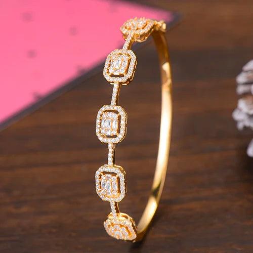 Spring CZ Crystal Dubai Bangle for Women Wedding