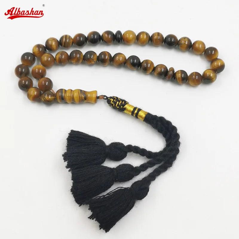 Tiger Eye Stone Tassel Muslim Prayer Beads Islamic Misbaha Accessory