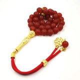 Natural Frosted Red Agates Tasbih Muslim Misbaha Bracelet 33 66 99 Beads Rosary