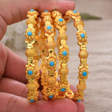 4pcs/Lot Dubai Bracelet African Bridal Bangles for Women Wedding Jewelry