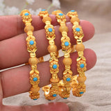 4pcs/Lot Dubai Bracelet African Bridal Bangles for Women Wedding Jewelry