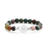 10PCS Tiger Eye Stone Bangle Fit 18mm Snap Button Bracelets