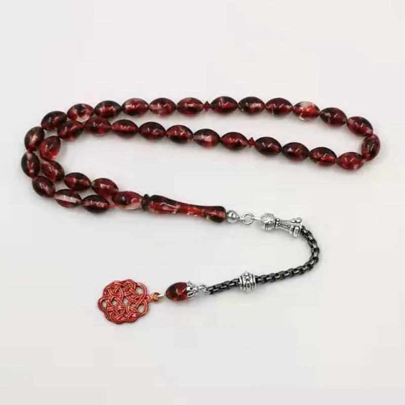 Special Red Resin Tasbih Man's Bracelet 33 Prayer Beads Islamic for Eid