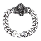 Titanium Steel Cuban Chain Bracelet Lion Head Holiday Jewelry Gift