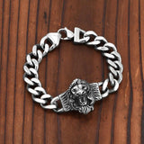 Titanium Steel Cuban Chain Bracelet Lion Head Holiday Jewelry Gift