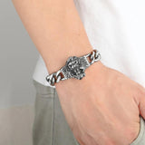 Titanium Steel Cuban Chain Bracelet Lion Head Holiday Jewelry Gift