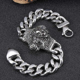 Titanium Steel Cuban Chain Bracelet Lion Head Holiday Jewelry Gift