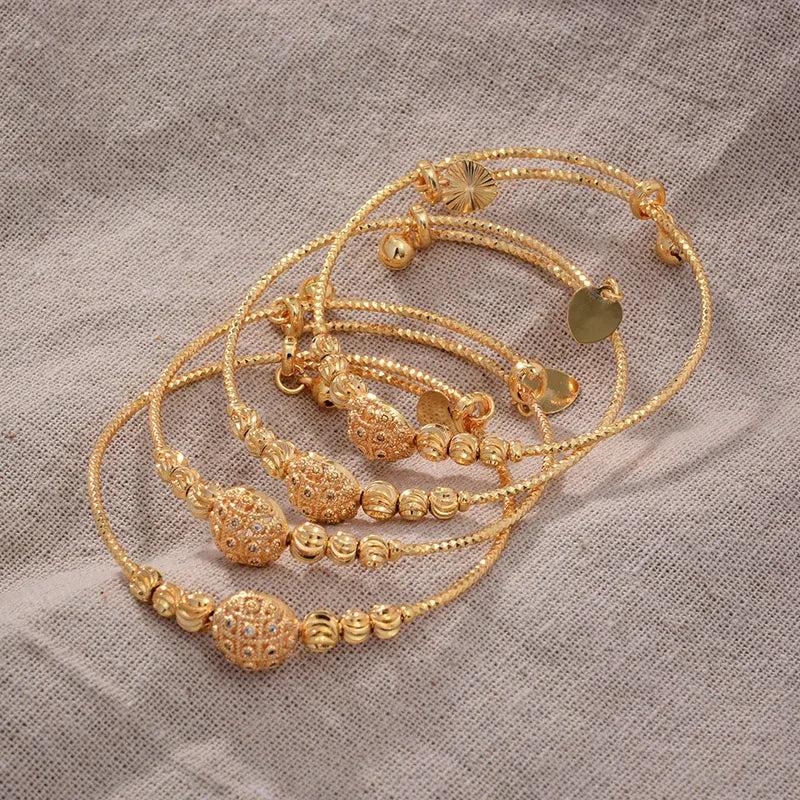 4PCS 24K Ethiopian Kids Jewelry Bangles For Children