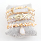 RH Boho Jewelry Beige/Black Stack Bracelet & Bangle Sets