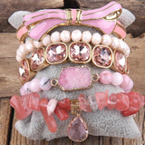 5pc Stone & Glass Stack Bracelet Bangle Set for Women Boho Jewelry