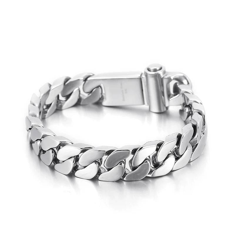 13mm Cuban Chain Bracelet Stainless Steel Men's Jewelry Punk