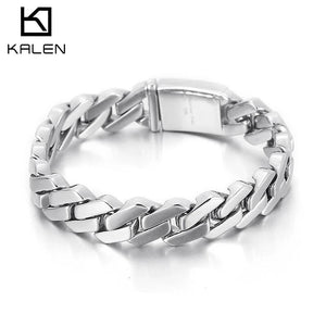 13mm Cuban Chain Bracelet Stainless Steel Men's Jewelry Punk