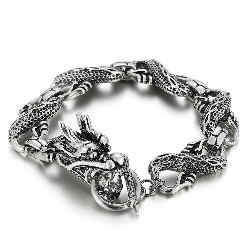Dragon Bracelet Vintage Men's Carved Stainless Steel Jewelry
