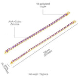 Men's Multicolor Zircon Tennis Chain Bracelet 3mm 4mm
