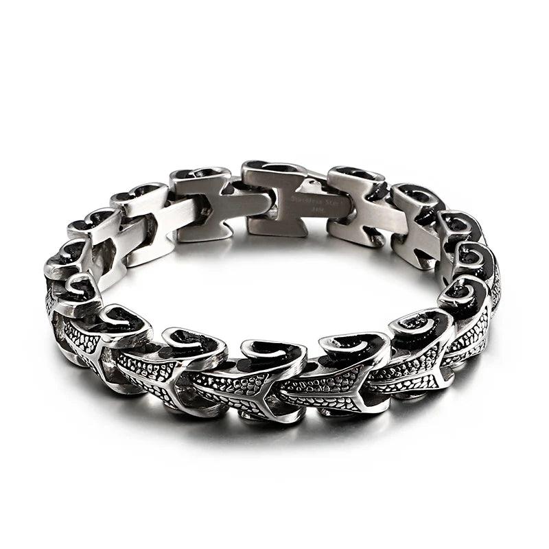 Men's Stainless Steel Snake Chain Bracelet Animal Texture Jewelry