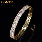 CWWZircons Light Yellow CZ Round Bangle For Ladies