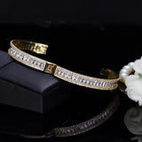 CWWZircons Light Yellow CZ Round Bangle For Ladies