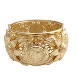 Vintage Indian Flower Cuff Bracelet Large Size Algerian Bangle