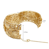 Vintage Indian Flower Cuff Bracelet Large Size Algerian Bangle