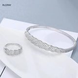 Braided CZ Cuff Bracelet Copper Bangle Bridal Wedding Jewelry