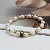 Lucky Eye Pearl Beaded Bracelet Adjustable Copper Eyes Bead Bracelet