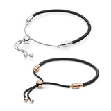 925 Leather Slider Bracelet Sterling Silver Bangle Jewelry Gift