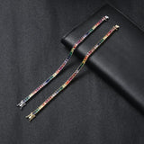 Rainbow Square Zircon Tennis Bracelet 18K Plate Hip Hop Rock Wrist Chain