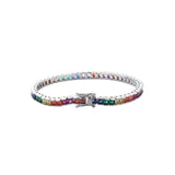 Rainbow Square Zircon Tennis Bracelet 18K Plate Hip Hop Rock Wrist Chain