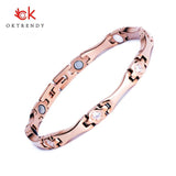 Stainless Steel Magnetic Bracelet with Rhinestones for Women