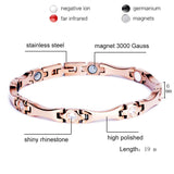 Stainless Steel Magnetic Bracelet with Rhinestones for Women