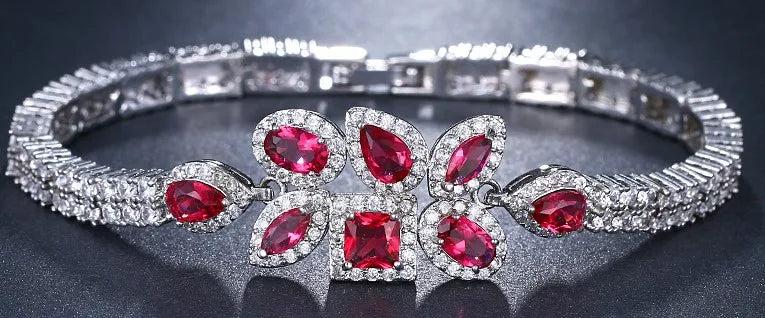 Silver CZ Crystal Charm Bracelet for Women