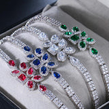 Silver CZ Crystal Charm Bracelet for Women