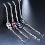 Silver CZ Crystal Charm Bracelet for Women