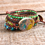 Leather Wrap Bracelets Natural Stone Multilayer Statement Bracelet