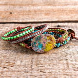 Leather Wrap Bracelets Natural Stone Multilayer Statement Bracelet