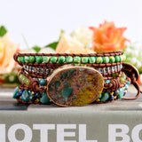 Leather Wrap Bracelets Natural Stone Multilayer Statement Bracelet