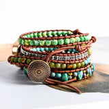 Leather Wrap Bracelets Natural Stone Multilayer Statement Bracelet