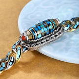 Guochao Retro Transfer Rotating Nine-eye Dzi Bead Ulan Flower Bracelet