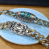 Guochao Retro Transfer Rotating Nine-eye Dzi Bead Ulan Flower Bracelet