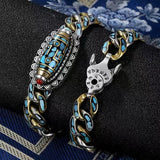 Guochao Retro Transfer Rotating Nine-eye Dzi Bead Ulan Flower Bracelet