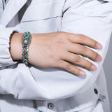 Guochao Retro Transfer Rotating Nine-eye Dzi Bead Ulan Flower Bracelet
