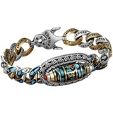 Guochao Retro Transfer Rotating Nine-eye Dzi Bead Ulan Flower Bracelet