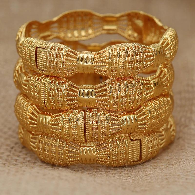 Ethiopian Bracelet 4pcs/lot 24k Bangles for Women Dubai Wedding